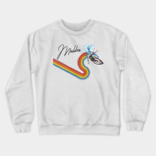 Retro 70s/80s Style Rainbow Surfing Wave Malibu Crewneck Sweatshirt